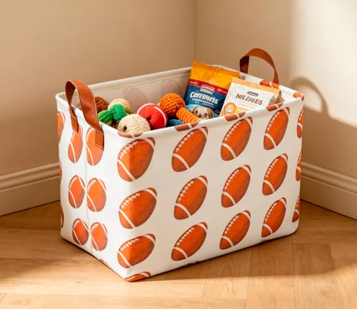 Image of CLOCOR Rectangular Storage Basket, Waterproof Storage Bin, Gift Basket(Rugby)
