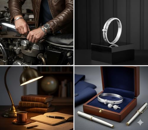 Pulsera de esposas plateada para hombre miniatura 4
