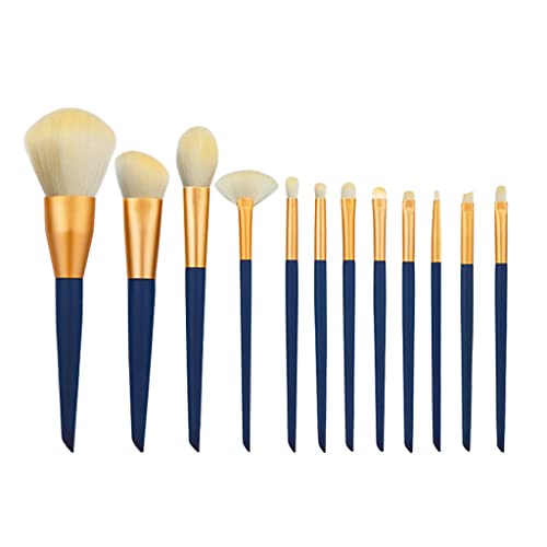 MQPALZKD 12 juegos de brochas de maquillaje de pelo suave, barra larga, brocha universal for rubor, brocha for polvos sueltos, base