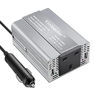 Yinleader Power Inverter 200W DC 12V to 240V AC Modified Sine Wave 2 USB 1 UK Socket car cigarette adapter converter – gray