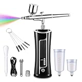 Fascinated 充電式エアブラシ エアーブラシガンプラ ガンダムマーカー 口径0.3㎜ プラモデル 模型 塗装 軽量 小型 (黒)