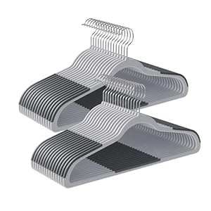 SONGMICS Clothes Hangers, Pack of 30 Plastic Coat Hangers, Space-Saving, Light Gray and Dark Gray UCRP30G
