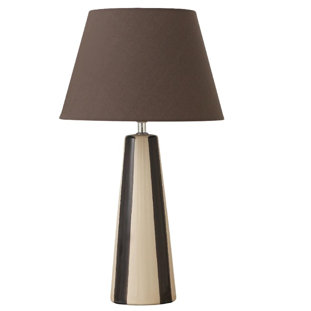 Britalia Grey and Cream Ceramic Modern Table Lamp with Soft Grey Shade 52cm