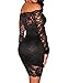 Shawhuwa Womens Sexy Floral Lace Sheer Off Shoulder Bodycon Mini Dress (X-Large, Black 7)