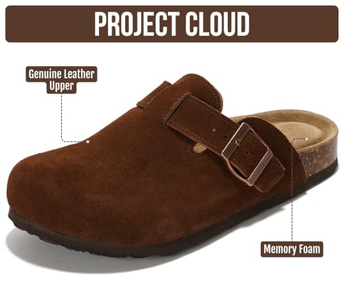 Image of Project Cloud 100% Genuine Leather Footbed Clogs for Women - Memory Foam Arch Support Slippers for Women - Trendy Slip-ons Women's Mules & Clogs Sandals