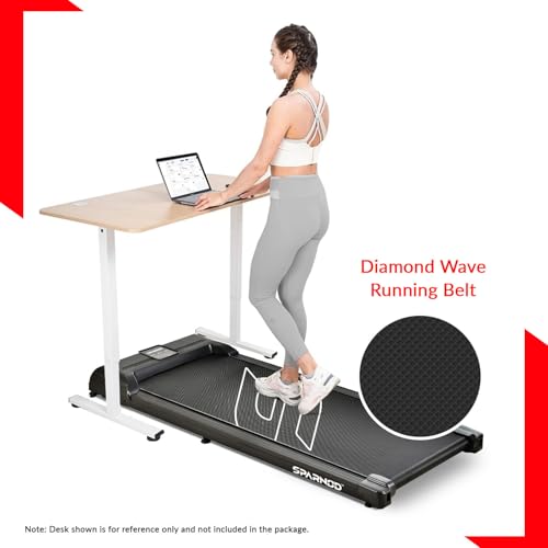 Image of Sparnod Fitness STH-3004 Walking Pad Treadmill for Home Use & Office-Work and Walk, Ready to Use, LED Display, Remote Control, Non-Slip Belt, Shock Reduction, Space-Saving, Bluetooth Speakers