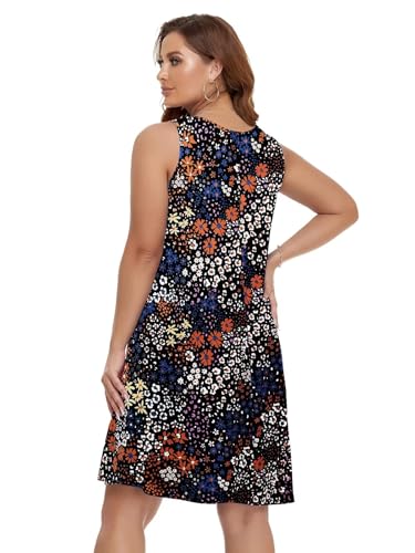 Image of BELAROI Women Casual Summer Beach Dresses Plus Size Sundress V Neck Pockets Swing Tank Dress Cover Ups