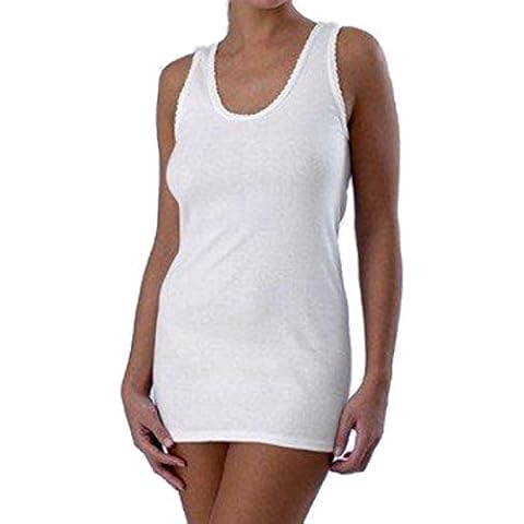 3X Ladies 100% Cotton Interlock Picot Edge Vests/UK Sizes 10-12 up to 22-24 (XOS (UK 18-20)) White Cover