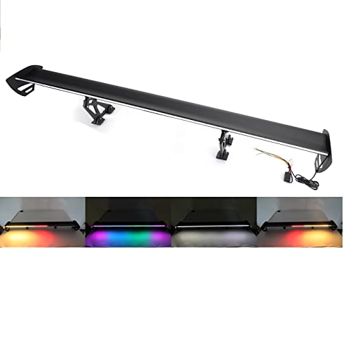 Areyourshop Universal 53Inch Sedan Hatchback Adjustable Aluminum Rear Trunk Wing Racing Spoiler with LED Light