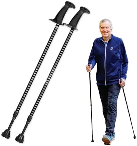 Urban Poling ACTIVATOR® Walking Poles for Balance and Rehabilitation – 1 Pair – Ergonomic CoreGrip™ Handles – Adjustable, Collapsible, and Lightweight for Stability and Recovery in Evening Black