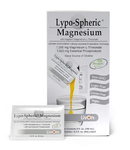 Lypo-Spheric Magnesium L-Threonate – 30 Packets – 77 mg Magnesium Per Packet – Liposome Encapsulated for Maximum Bioavailability – Professionally Formulated & 100% Non-GMO