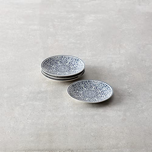 Fortessa Havana Vitrified China Coupe Rimless Plate 4 Pack, Blue, Bread And Butter Plate, 6.25 Inch #TOP1