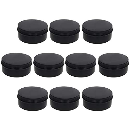 Image of Othmro 10pcs 5.1oz Black Aluminum Tin Cans with Screw Lid, 83 * 38mm (DxH) for Salve, Spices, Lip Balm, Tea or Candies 150ml