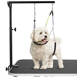 Adjustable Dog Grooming Arms with Anti-Slip Powerful Metal Clamp,Portable Pet Grooming Arm for Table with 1 Loop Noose & Two No Sit Haunch Holder,Grooming Restraint for Small Medium Dogs/Cats at Home