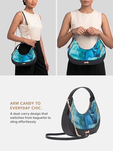 Image of ZOUK Women's Vanya Baguette | Crossbody Vegan Leather Sling Bag | Detachable Strap