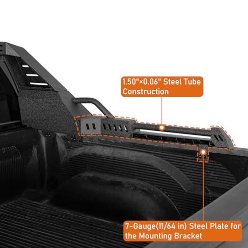 Image of Hooke Road Roll Bar Extension Kit - Compatible Mid-Size Truck Sport Roll Bar Adjustable Chase Rack, Heavy-Duty Off-Road Storage Accessory, Sold in Pair