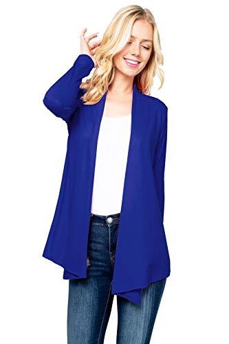 Image of Women's Drape Front Open Cardigan Long Sleeve (S-2X, Made in USA)