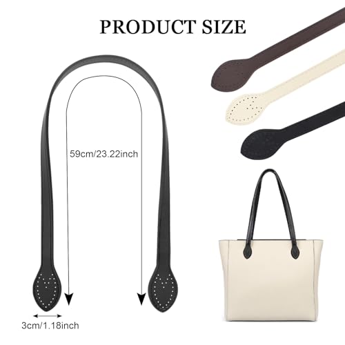 6 Stück Lederhandtasche Griffe, Leder Taschenhenkel Mit Ohrenform-Endlöcher, 60cm Abnehmbare Ersatz Handtasche Zubehör Taschenriemen, Taschenhenkel für Häkeltaschen DIY Handtasche Taschen Strickbeutel