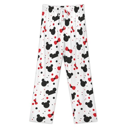 Pajama Pants for Women Men Vibrant Unisex Home Sleep Bottoms Sleepwears Gift Mouse Bowknot3