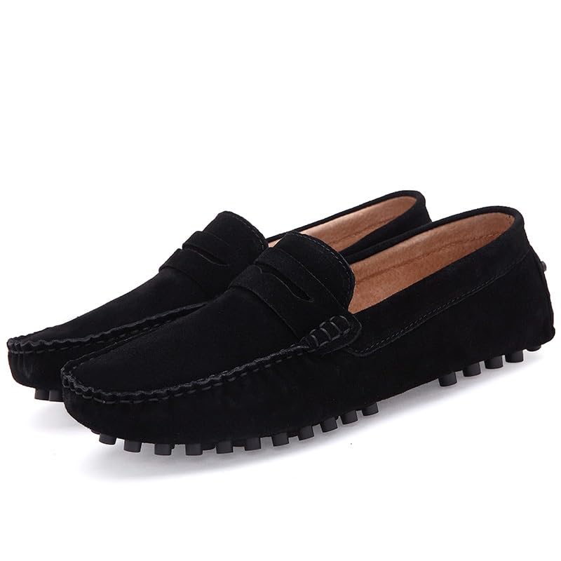 Mens Loafers Round Toe Nubuck Leather Penny Driving Loafers Flexible Anti-Slip Lightweight Walking Fashion Slip-on3