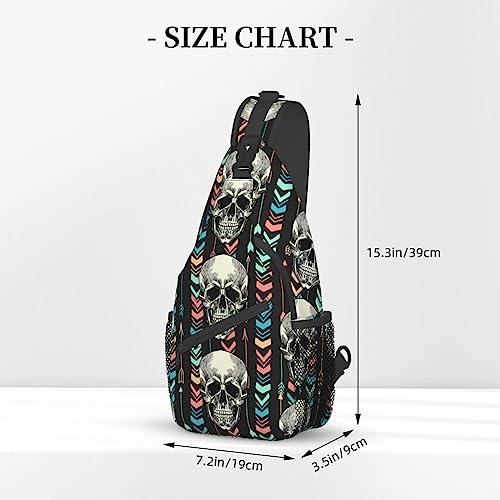 VOOHDDY Skull Aztec Tribal Arrow Sling Bag For Women Men Travel Hiking Backpack Crossbody Shoulder Chest Bags Casual Daypack Sport2