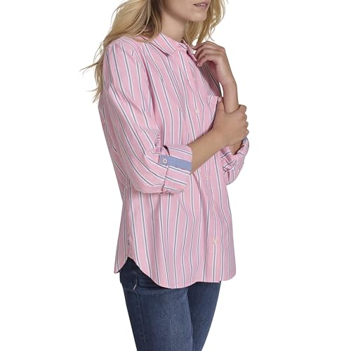 Image of Nautica Women's Button Front Long Sleeve Roll Tab Shirt