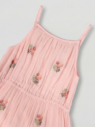 Image of Kids Girls Printed Embroidered Fusion Dress | Handmade Crafted Designer Ethnic Wear | 100% Cotton