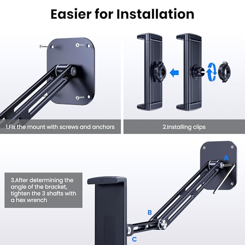 Support mural pour tablette version étendue bras articulé orientable