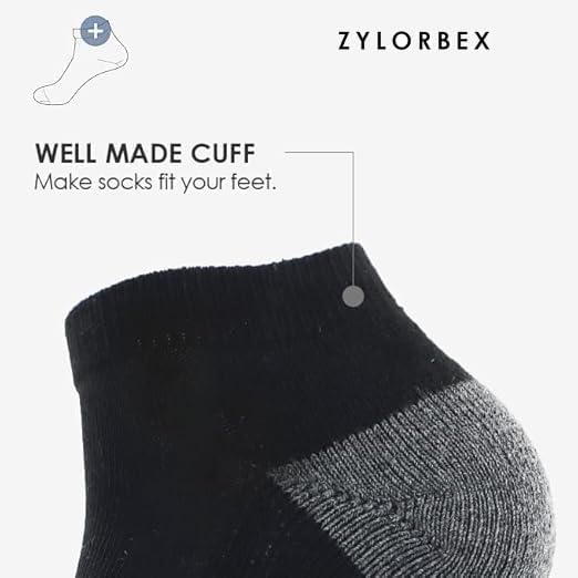 10 Pairs Mens Ankle Athletic Socks, Cushioned Arch Support Sport Running Gym Socks, Shoe Size 6-12
