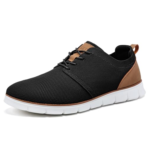 LEZTA Schuhe Herren Anzugschuhe Sneaker Oxfords Business Mesh Stoff Atmungsaktiv Sportschuhe Tennisschuhe Walkingschuhe Komfortabel Schwarz B 43 EU