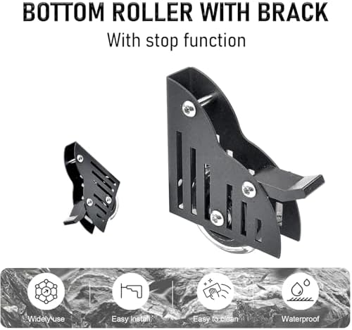 Retractable Library Rolling Ladder Hardware Kit - Sliding Black Track System with Floor Wheels & Brakes, Adjustable Tension Design for Smooth Gliding, Perfect for Home Libraries & Shelves