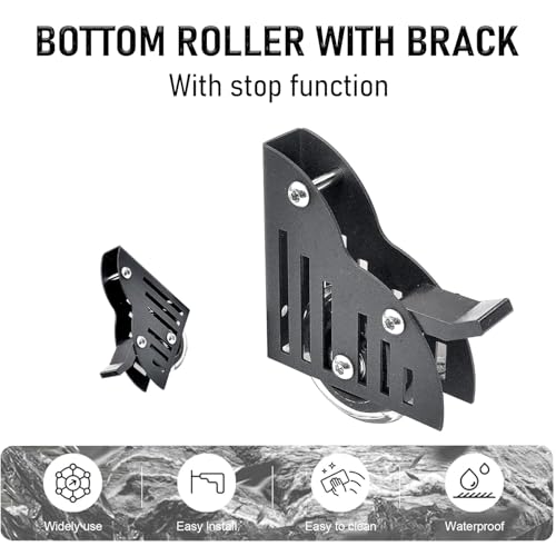 Kit binario scorrevole adjuble, binario in metallo nero e rullo da pavimento per biblioteca, loft e uso domestico, sistema retrattile 100-600 cm (scala non inclusa) - Design salvaspazio