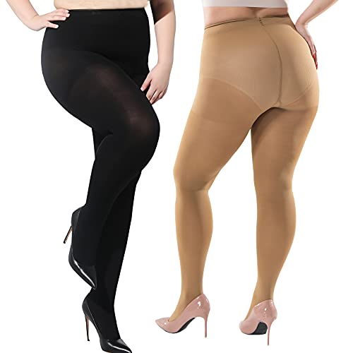 Image of Opaque Tights Plus Size - Comfy Queen Size Tights, Warm Straight Crotch Leggings, for Chubby Women