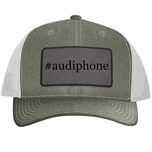 #Audiphone - Hashtag Leather Grey Patch Engraved Trucker Hat Heatherwhite, One Size