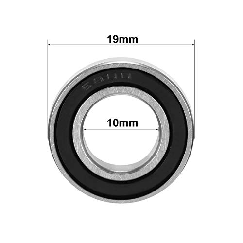uxcell 6800-2RS Deep Groove Ball Bearing Double Sealed 1180800, 10mm x 19mm x 5mm Carbon Steel Bearings (Pack of 10)