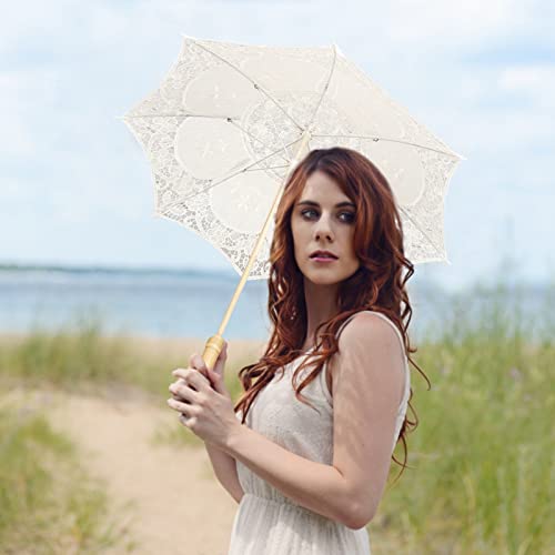 VIFER Kant Paraplu Handgemaakte Kant Bloem Borduurwerk Parasol Bruiloft Bruid Fotografie Paraplu - Image 7