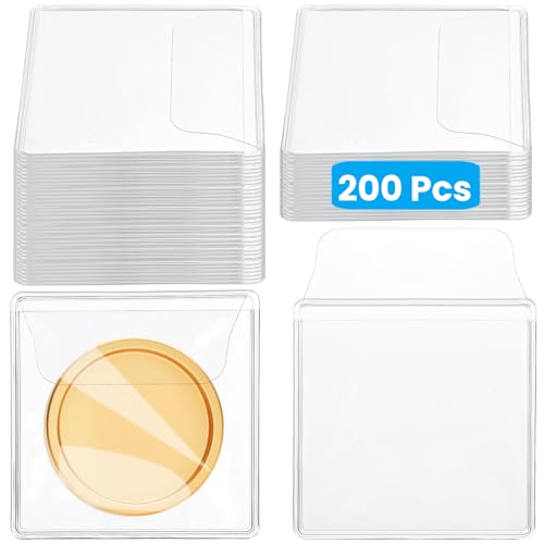 200 Protectores plásticos para monedas 2.2x2.2 pulgadas miniatura 1