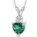 14 Karat White Gold Heart Shape 0.75 Carats Created Emerald Diamond Pendant