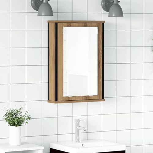 vidaXL Mueble de baño con Espejo de Roble Artesanal 42x12x60 cm, Armario Espejo de baño, Armario con Espejo, Armario de Pared de baño con Espejo - imagen 2