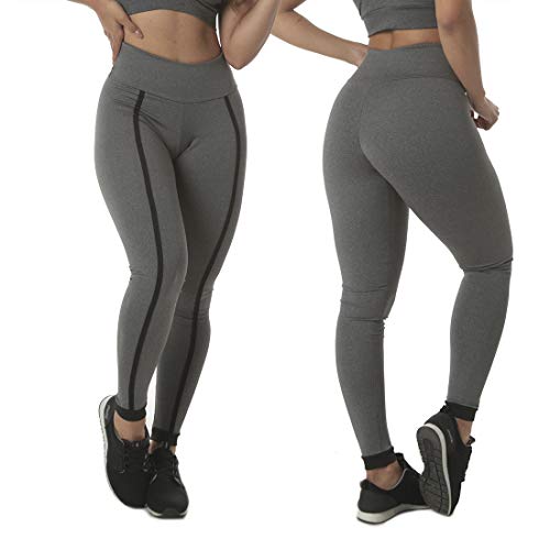 Kit 2 Calças Legging Feminina Bubble Preta/Kaya Cinza com preto