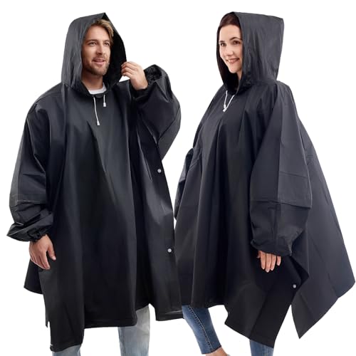 DZTSMART Waterproof Rain Ponchos with Sleeves (2-Pack)