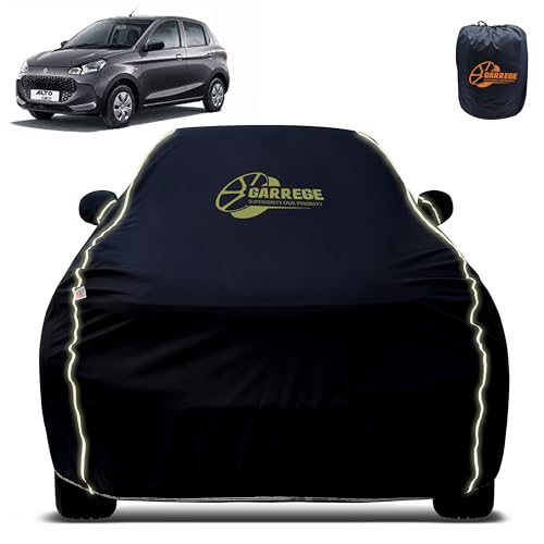 Image of Reflector Waterproof Car Cover for Maruti Alto K10 with Mirror & Antenna Pocket | All Weather Protection | Washable Fabric | Black Color