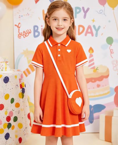 Move Dance Little Girls Sporty Dress 3T 4T Orange Sundress with Bag - image 2