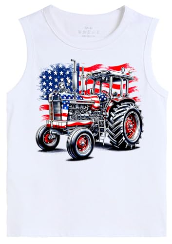 Boys Girls 4th of July Tank Tops Kids American Flag Patriotic Independence Day Shirts Sleeveless Cotton Tops 3-10T