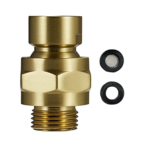 Brushed Gold Shower Head Adapter, Biveah Brass Shower Arm Swivel Joint Connector G1/2