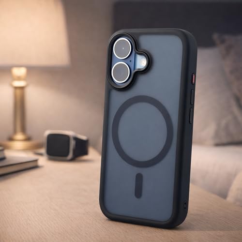Image of TEKNE Hybrid Frost Matte Polycarbonate Case for iPhone 17 | MagSafe Compatible | 6ft Drop Protection | Anti-Fingerprint | Shockproof Corners | Ultra Slim Back Cover (Black)