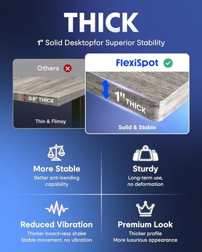Image of FLEXISPOT EN1 One-Piece Standing Desk, Electric Adjustable with 4 Memory Presets, 176 LBS Capacity, Stable & Quiet, Seamless Desktop for Home Office & Dual Monitors, 55 inchx28 inch Gray Wood