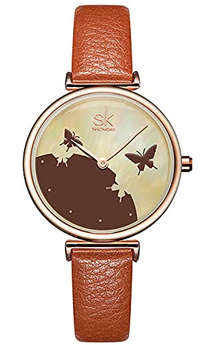 SHENGKE Women Simplicity Creative Leather Band Luxury Watches for Women and Girls