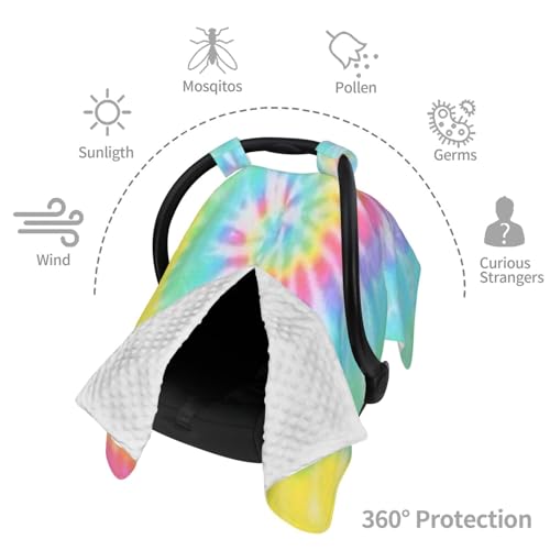 Image of Tie Dye Baby Car Seat Canopy Cover 39x27.5 Inches Multi Use Nursing Cover for Newborn Car Seat Canopy Mom Nursing Breastfeeding Covers Newborn Shower Gifts