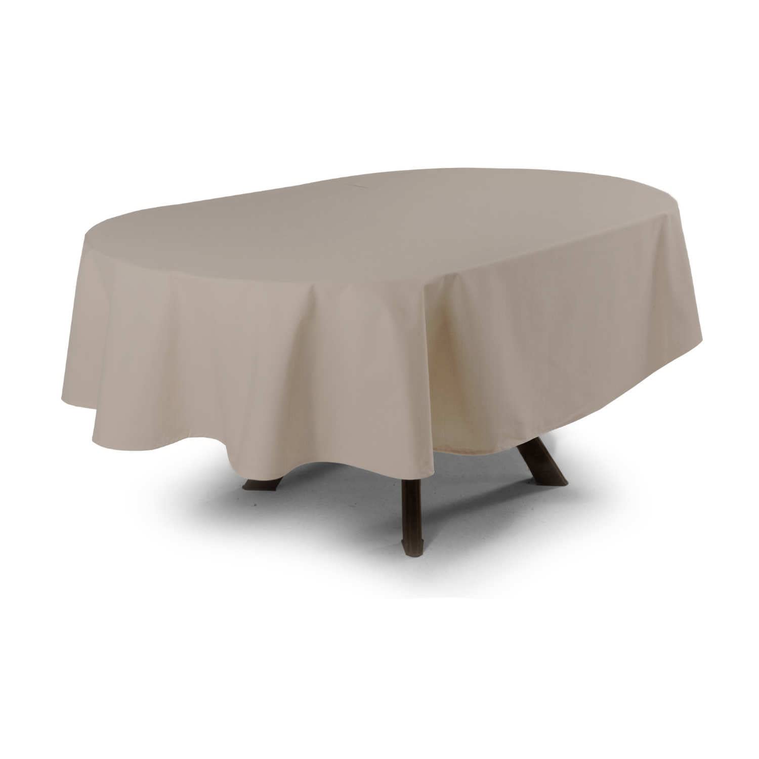 Nappe ovale effet lin haut de gamme 180x220 cm en polyester lavable et déperlant